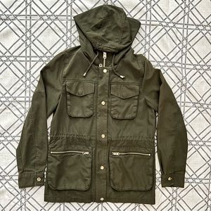TOPSHOP “Randolph” Lightweight Hooded Utility Jacket Olive Size 4